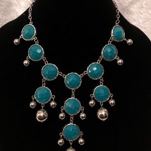 Turquoise with silver balls bubble necklace
